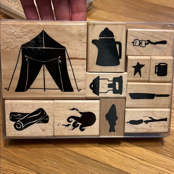 Camping Out Themed Wooden Stamps Set - Picture 1 of 2